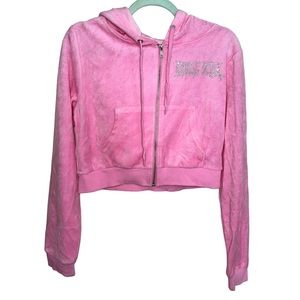 (2 PIECE SET) Y2K Dollskill Pink Track Suit Velour Sweats LARGE